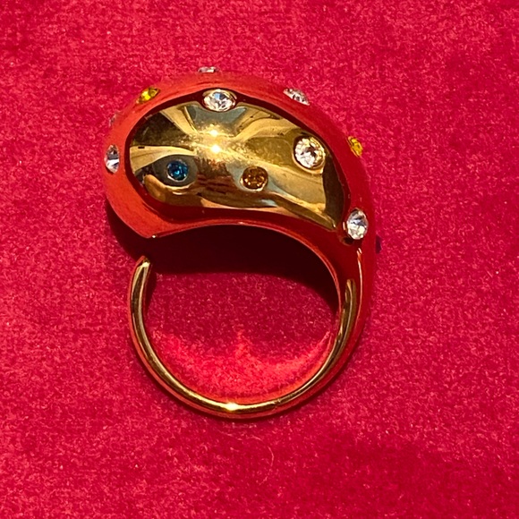 18k Gold Plated Dome Ring with Colorful CZ - Picture 2 of 3